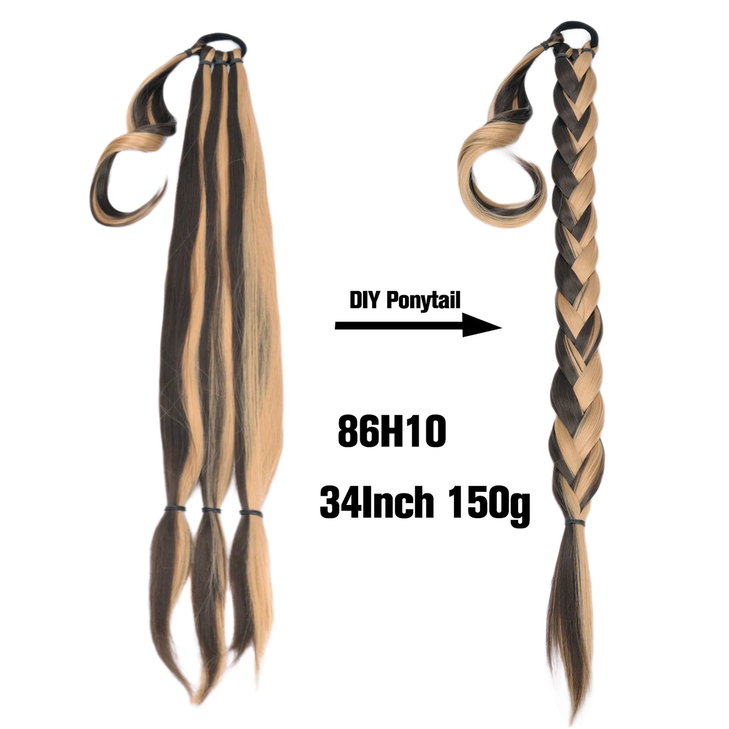 TEEK - 20 Inch Long Braided Synthetic PonytailHair Extension HAIR theteekdotcom 8H10 34Inch 150g