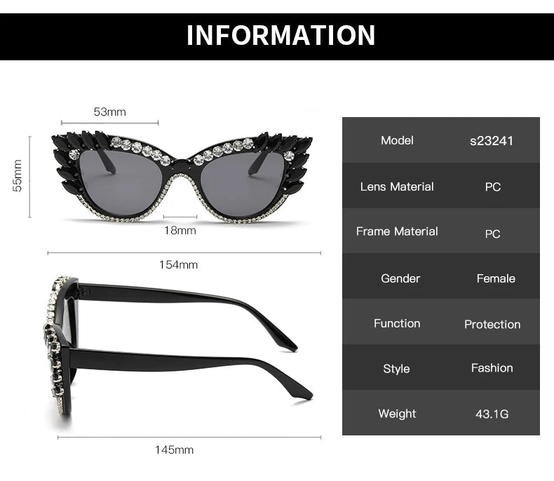 TEEK - Bejeweled Cat Eye Colorful Droplet Sunglasses EYEGLASSES theteekdotcom