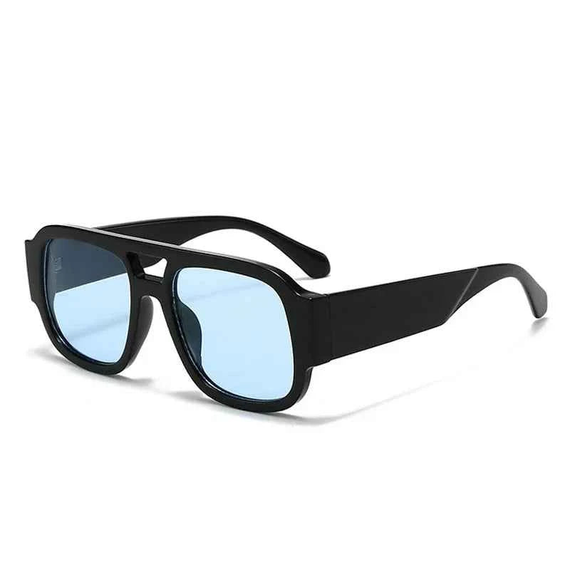 TEEK - Candy Color Double Bridges Square Sunglasses Shades UV400 EYEGLASSES theteekdotcom Black blue