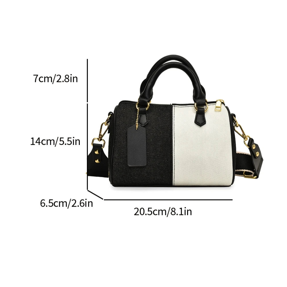 TEEK - Patchwork Colorblock Denim Shoulder Boston Bag BAG TEEK