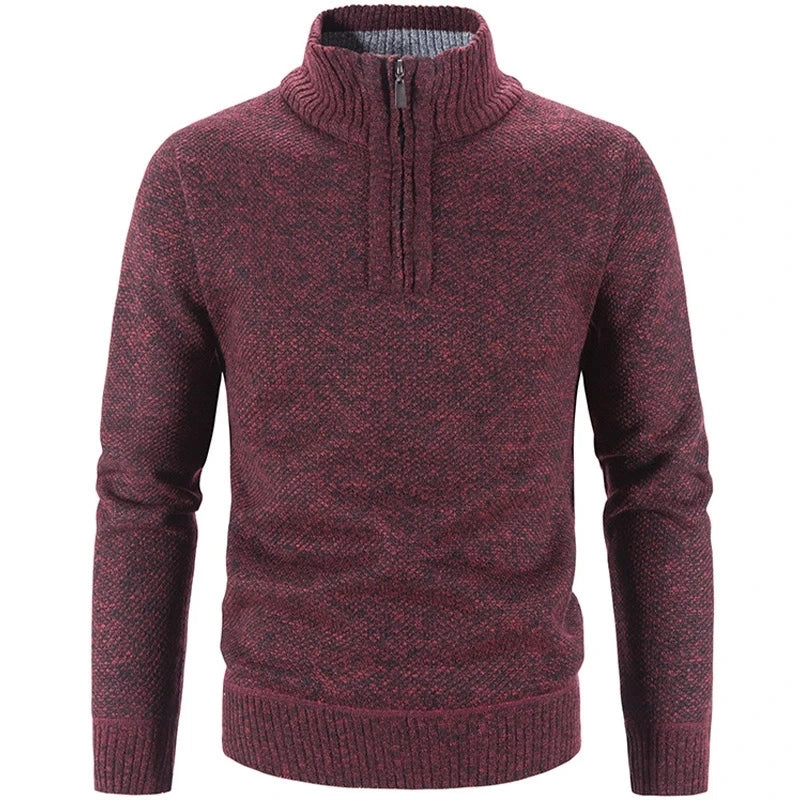 TEEK - Mens Fleece Half Zipper Turtleneck Pullover Sweater SWEATER theteekdotcom Red US XS | Asian M 