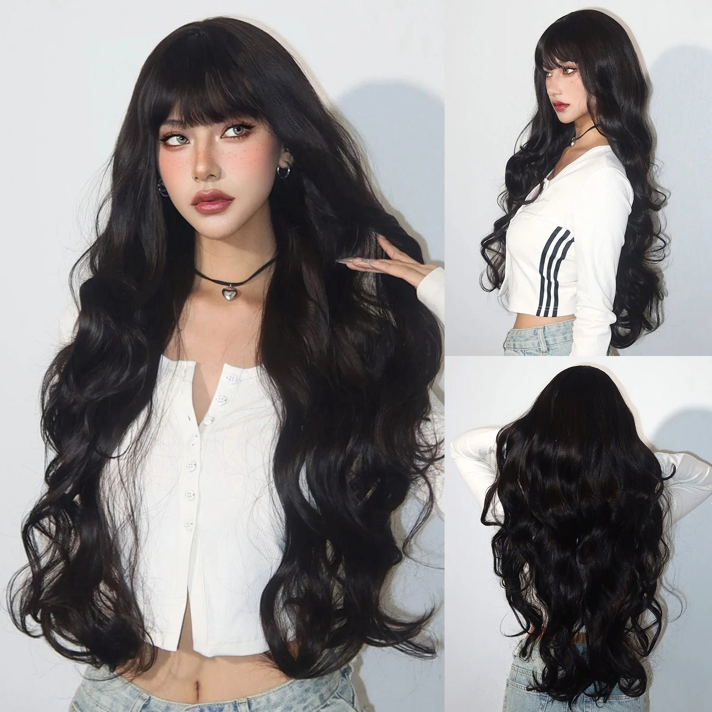 TEEK - Medium Length Wavy Bang Synthetic Wig HAIR theteekdotcom LC3008-1  