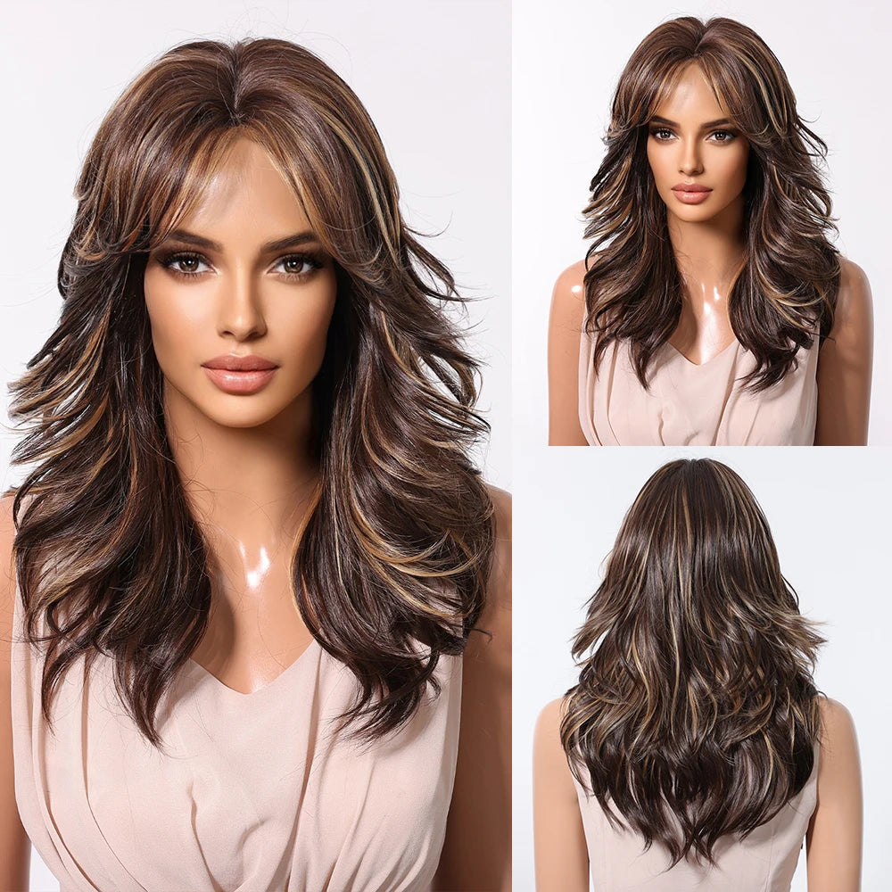 TEEK - Medium Length Wavy Bang Synthetic Wig HAIR theteekdotcom SWLC3079-1BR20  