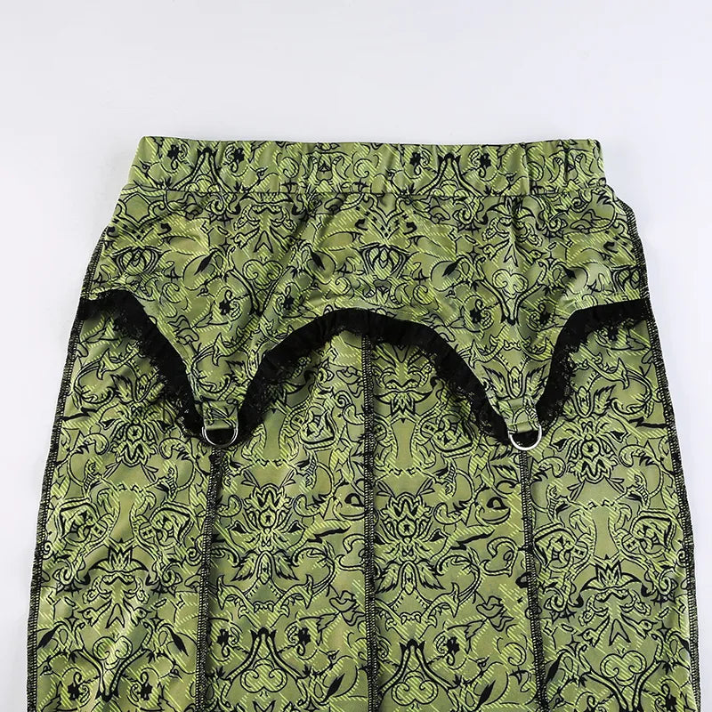 TEEK - Vintage Green Trumpet Long Skirt SKIRT theteekdotcom   