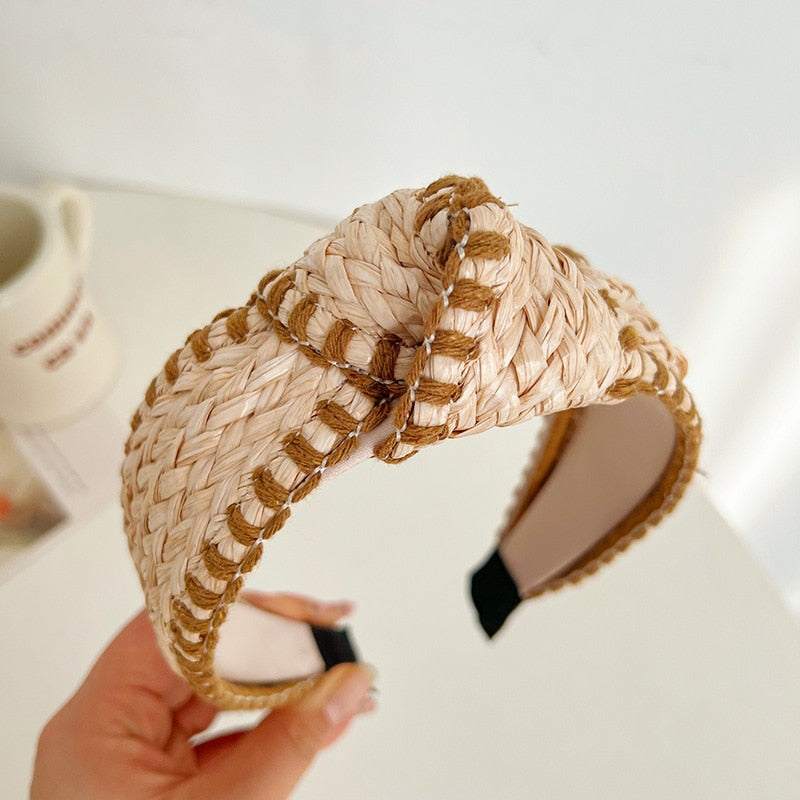 TEEK - Wide-Brimmed Straw Headbands HAIR CARE theteekdotcom B champagne  