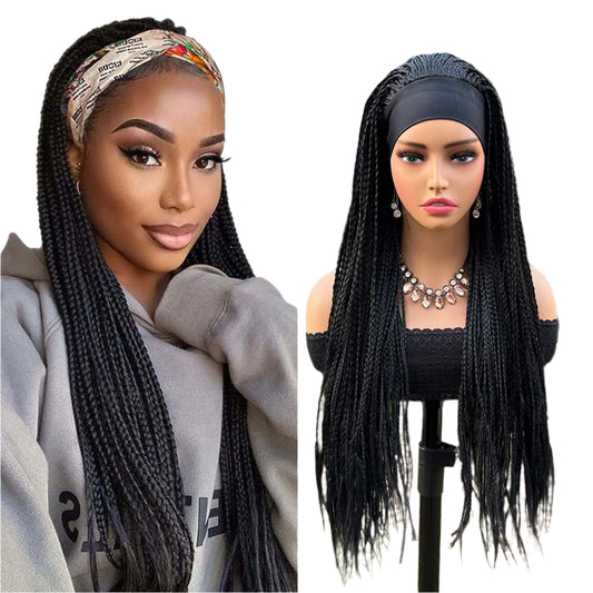 TEEK - Ombre Brown Long Headband Box Braids Wig HAIR theteekdotcom