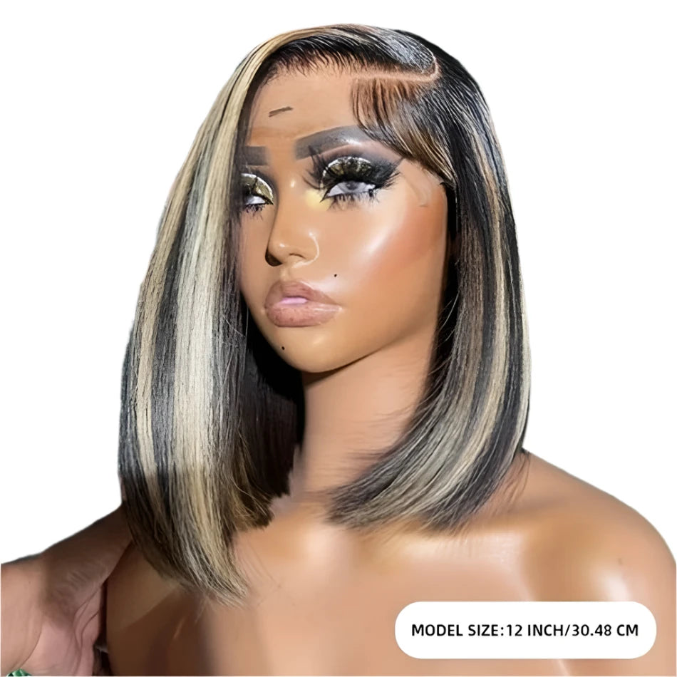 TEEK - Highlight 13x4 Lace Frontal 1B/27 Brazilian Straight Bob Wigs HAIR theteekdotcom 12inches 200  Density 