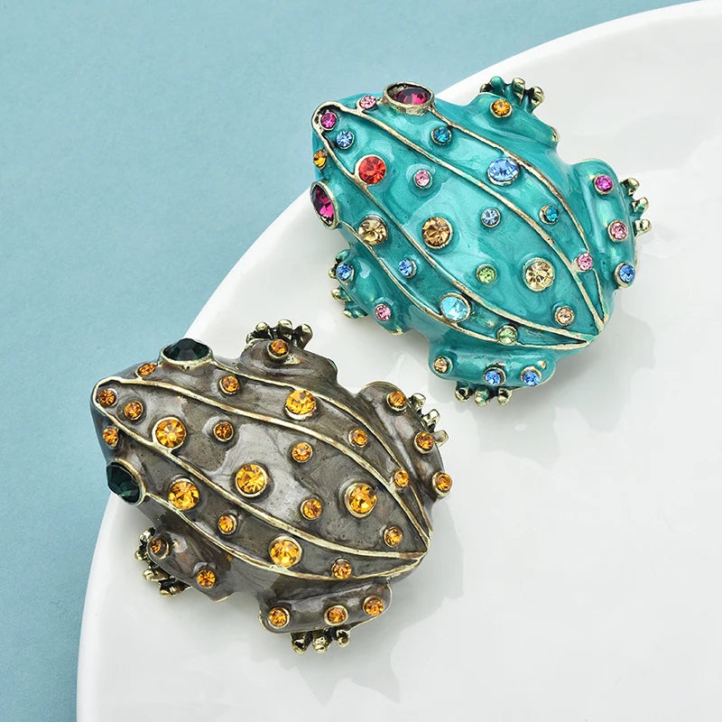 TEEK - Cute Frog Rhinestone Brooch JEWELRY theteekdotcom   