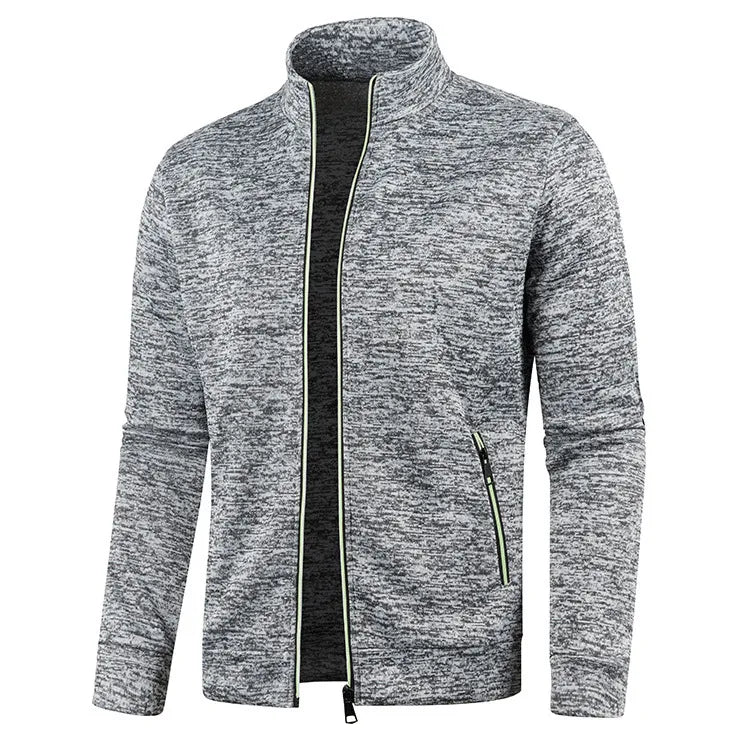 TEEK - Zipper Knit Long Sleeves Thin Sweater Coat JACKET theteekdotcom light grey XS 