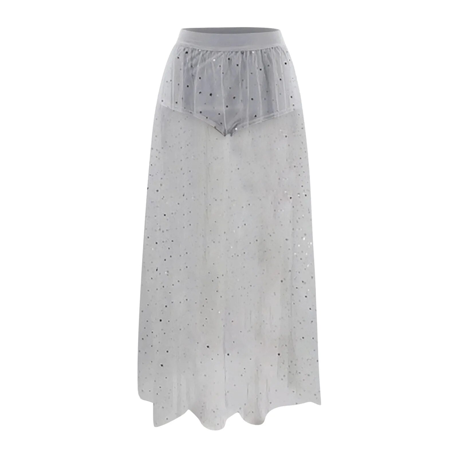 TEEK - Mesh High Waist Galaxy Skirt SKIRT theteekdotcom White S 