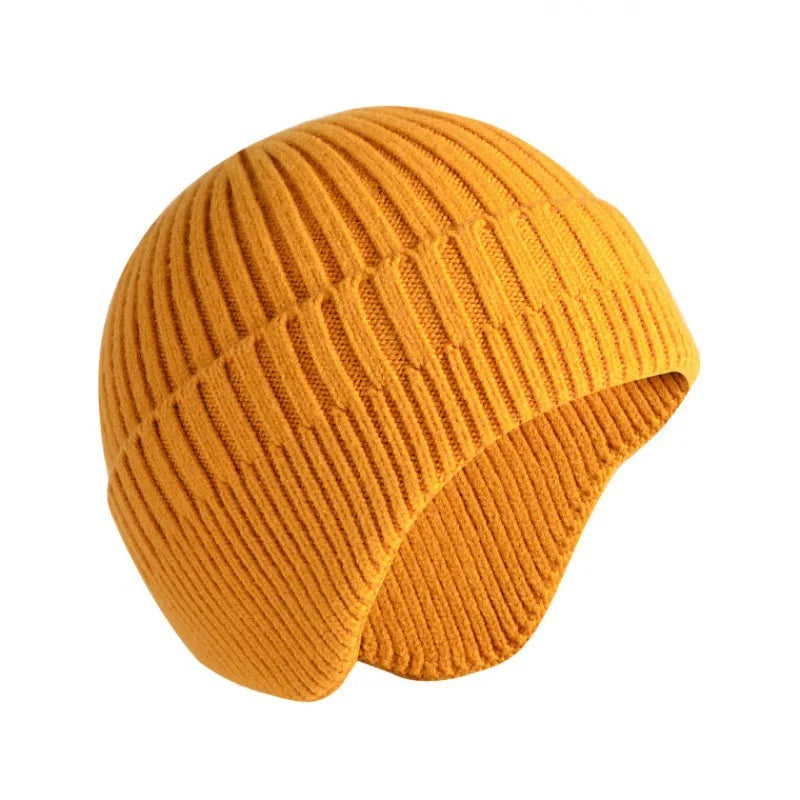 TEEK - Solid Knitted Earmuff Beanie Hat HAT theteekdotcom yellow  