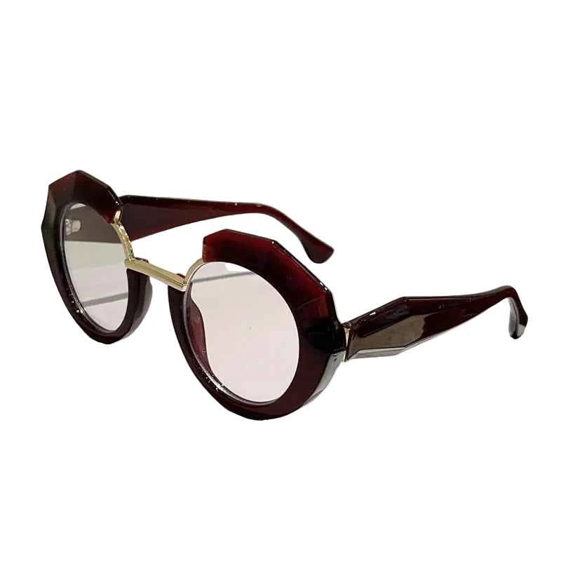 TEEK - Oversized Irregular Blue Light Blocking Eyewear EYEGLASSES theteekdotcom brown