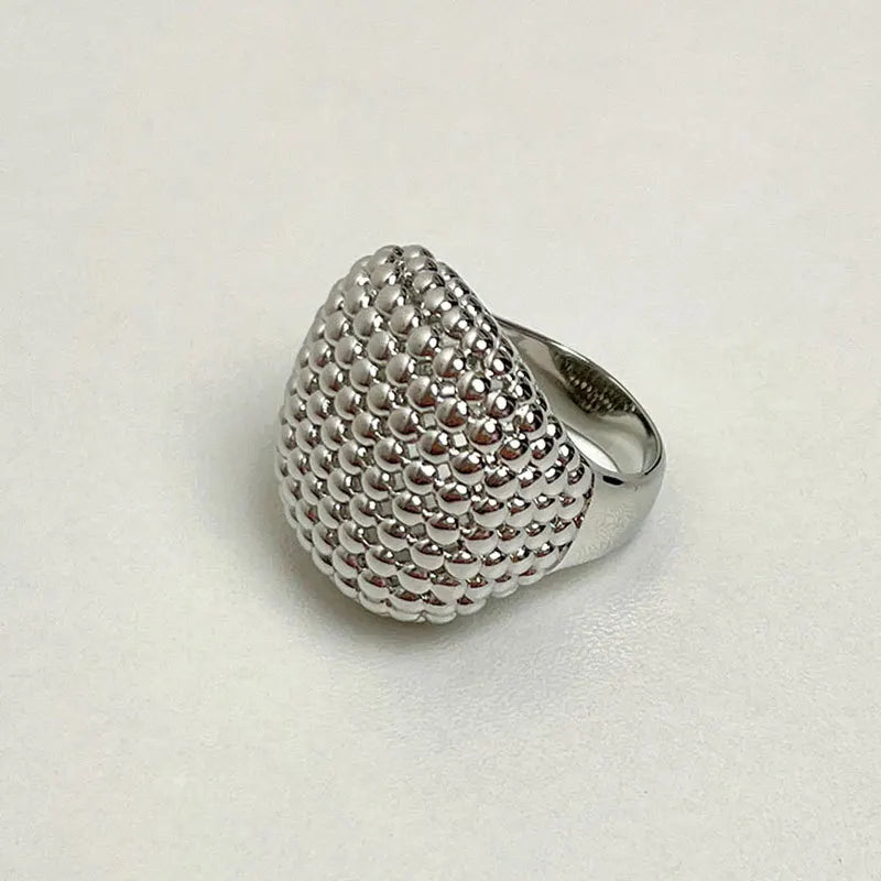 TEEK - Heavy Metal Round Ball Beaded Jewelry JEWELRY theteekdotcom Silver Ring 2  