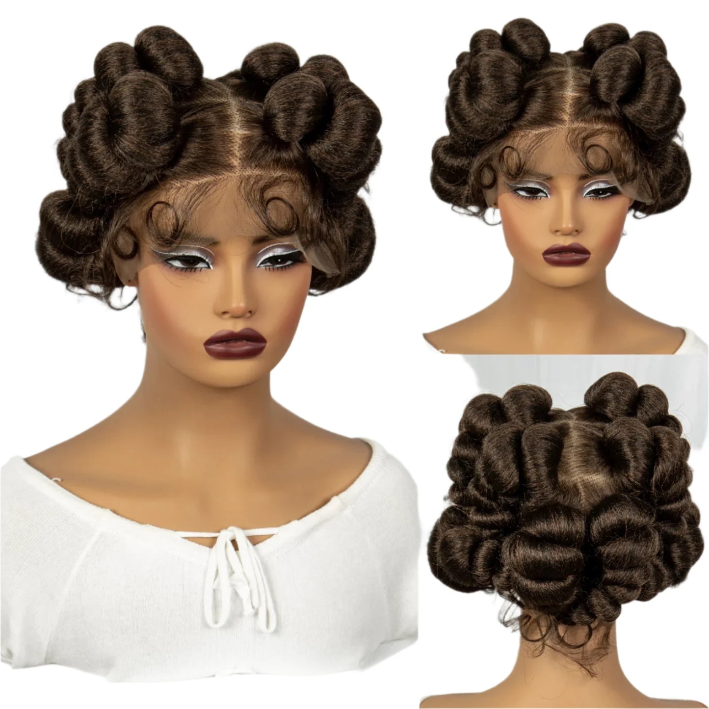 TEEK - Transparent Full Lace Handmade Bantu Synthetic Wig HAIR theteekdotcom 1B-30 6 inches 