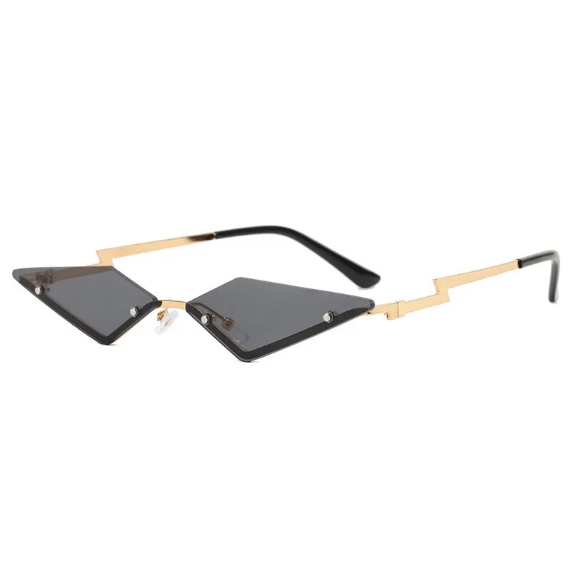 TEEK - Semi-Rimless Triangle Metal Sunglasses EYEGLASSES theteekdotcom C1  