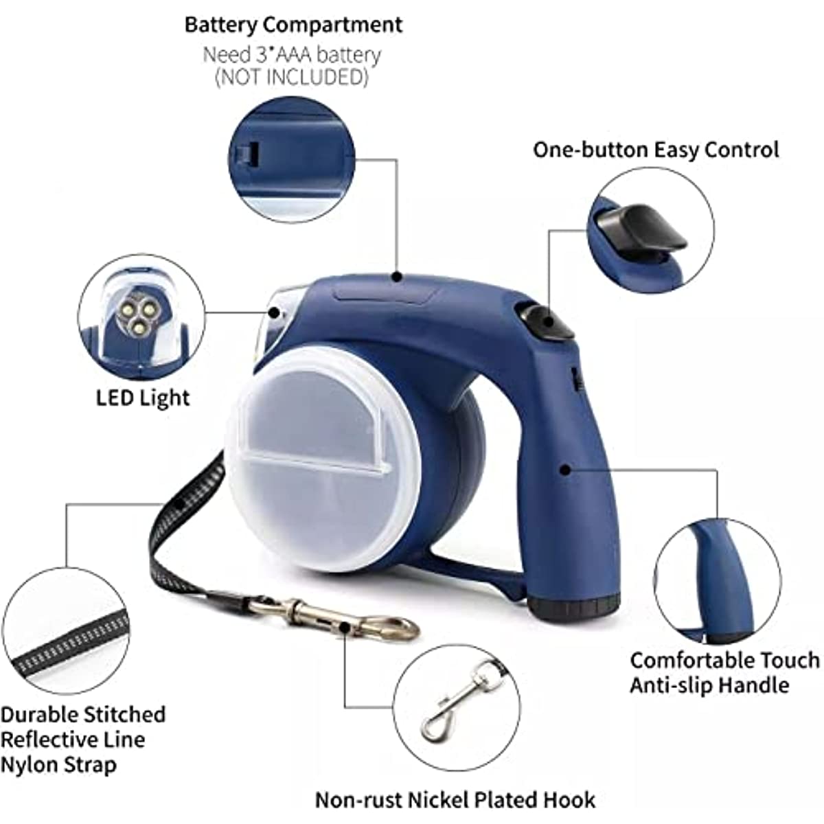 TEEK - Retractable Compartment Dog Leash with Light PET SUPPLIES theteekdotcom   