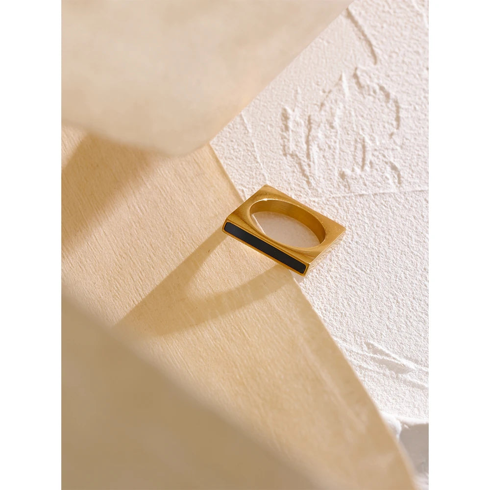 TEEK - Minimalist Geometric Square Stainless Steel Ring JEWELRY theteekdotcom   