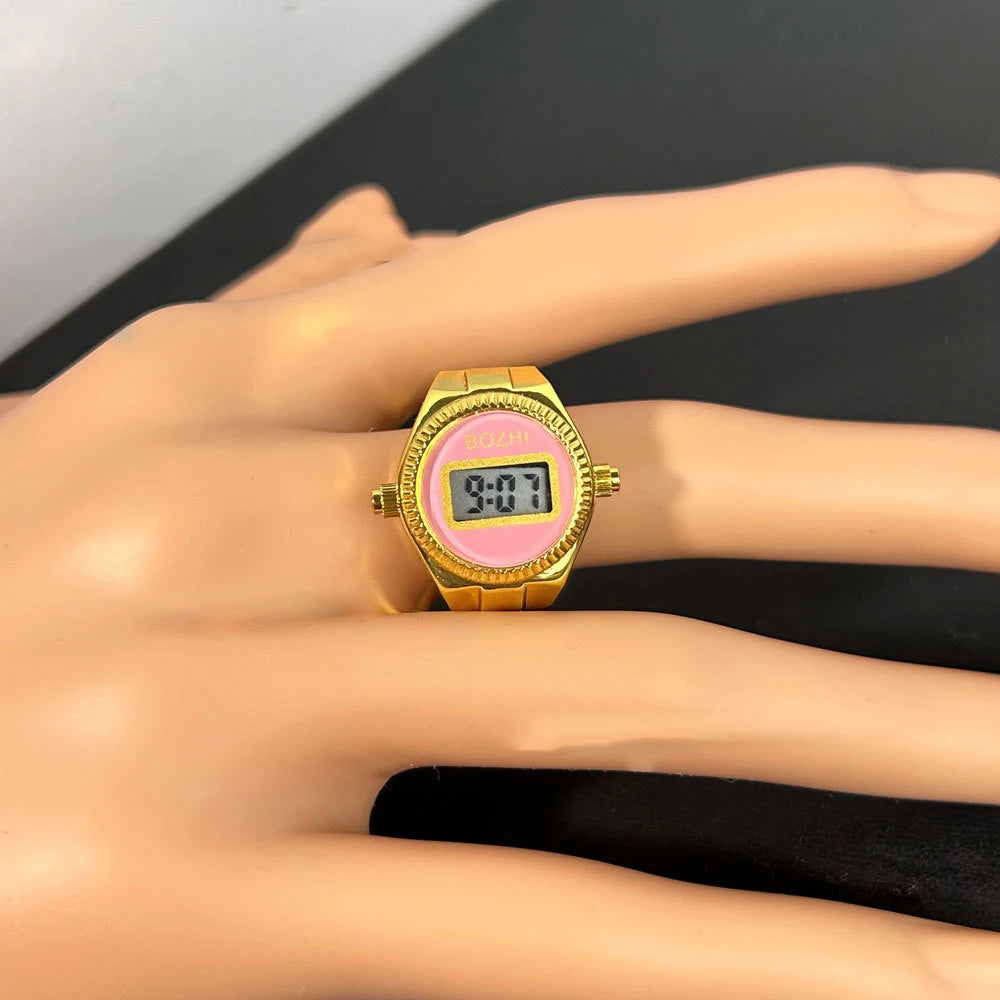 TEEK - Mini Electronic Digital Watch Finger Rings WATCH theteekdotcom gold-pink  
