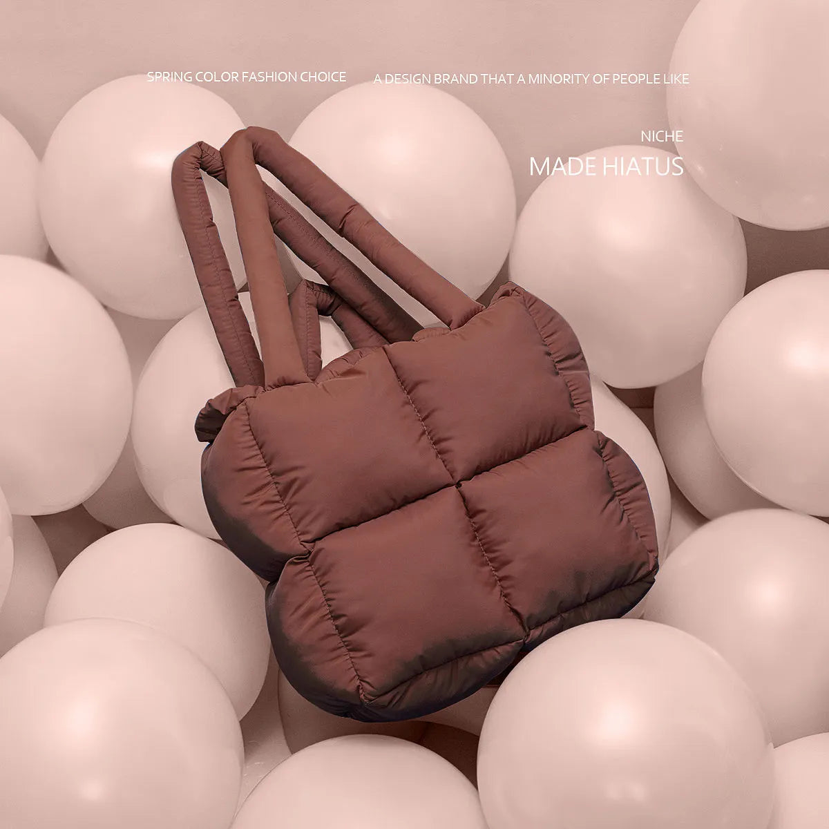 TEEK - Nylon Square Puff Handbag BAG theteekdotcom brown  