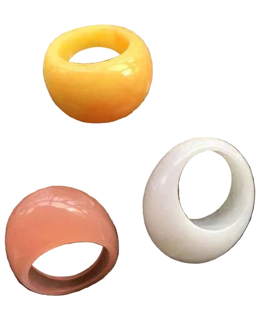 UJBOX Big Promotion Round Resin Rings Women Acrylic Wedding Bands Party Jewelry Bulk TEEK