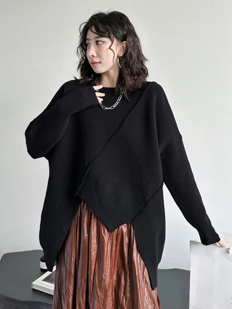 TEEK - Irregular Big Size Knitted Sweater TOPS theteekdotcom   