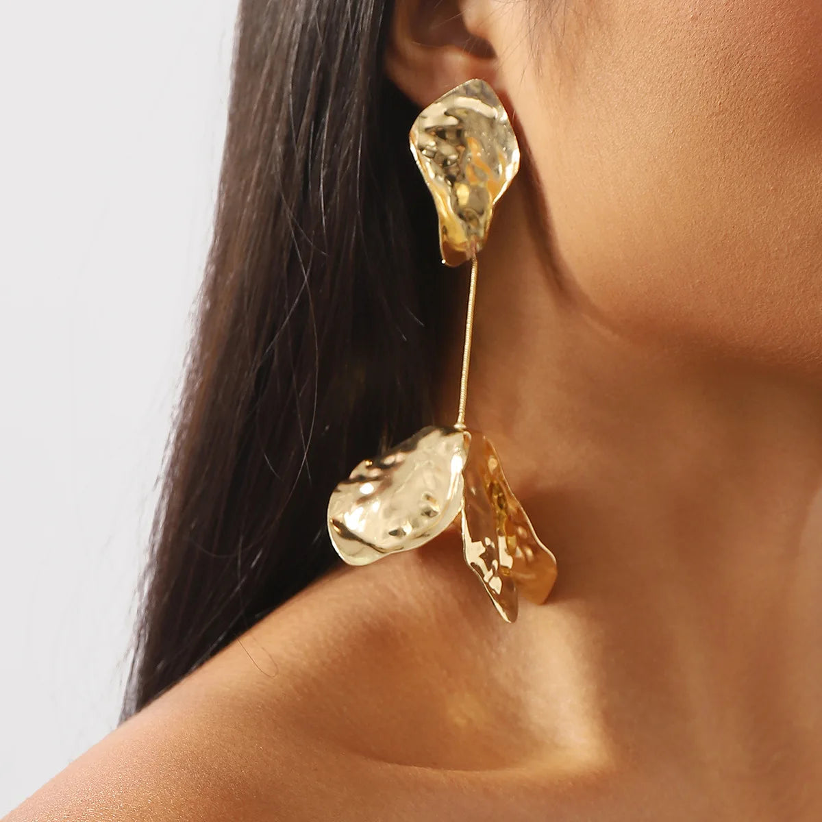 TEEK - Floral Metal Dangle Earrings JEWELRY theteekdotcom   