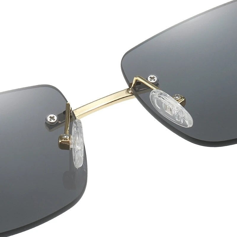 TEEK - Rimless Rectangle Roar Detail Sunglasses EYEGLASSES theteekdotcom   