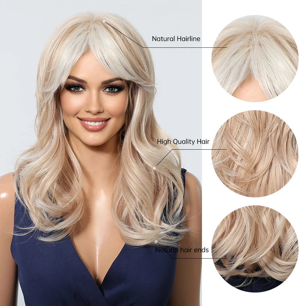 TEEK - Medium Length Wavy Bang Synthetic Wig HAIR theteekdotcom   