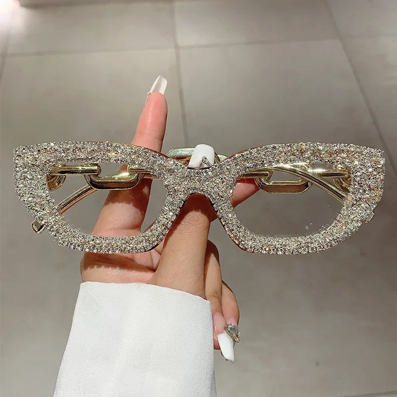 TEEK - Diamond Rhinestone Vintage Fashion Glasses EYEGLASSES theteekdotcom Tea White Diamond