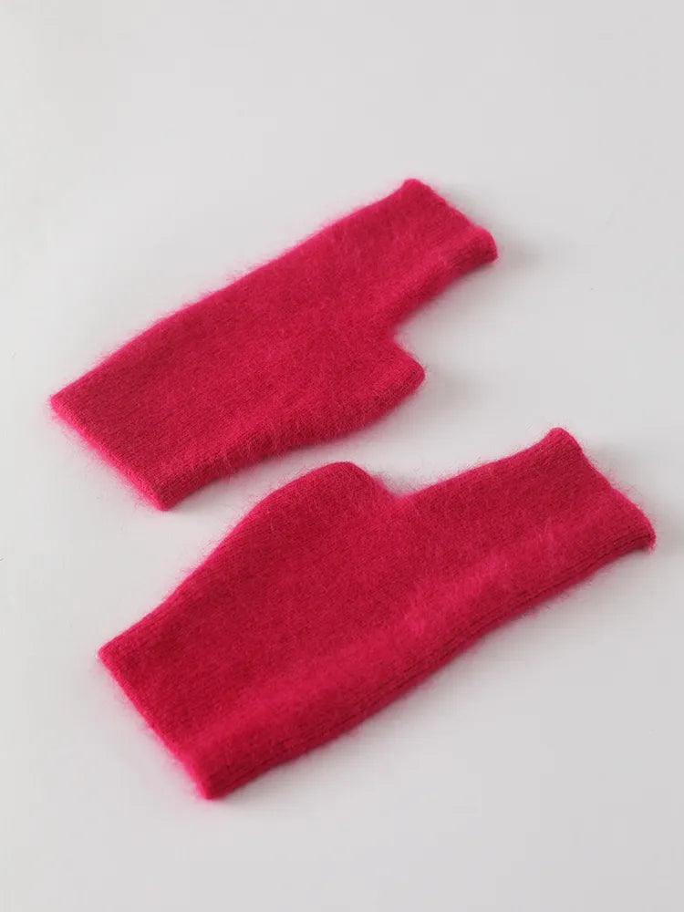 TEEK - Soft Fuzz Fingerless Gloves GLOVES theteekdotcom 06 Fuchsia  