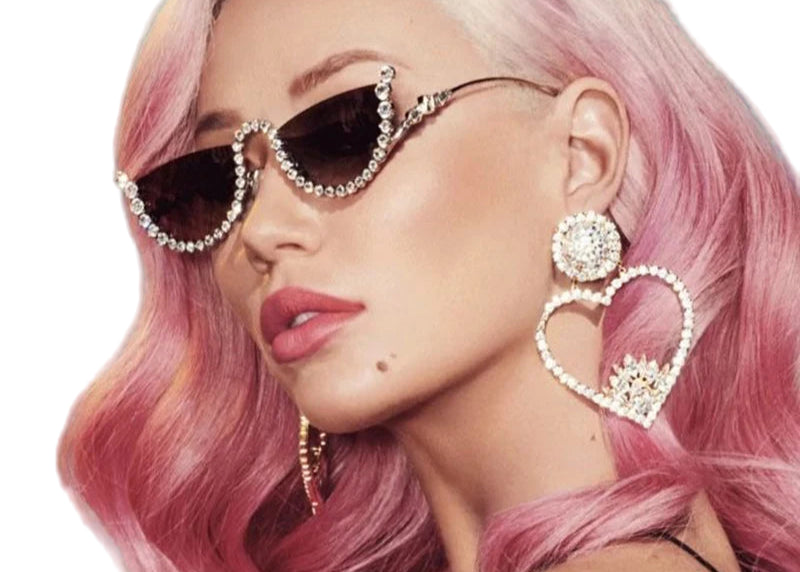 TEEK - Semi Framed Bejeweled Cat Eye Sunglasses EYEGLASSES theteekdotcom