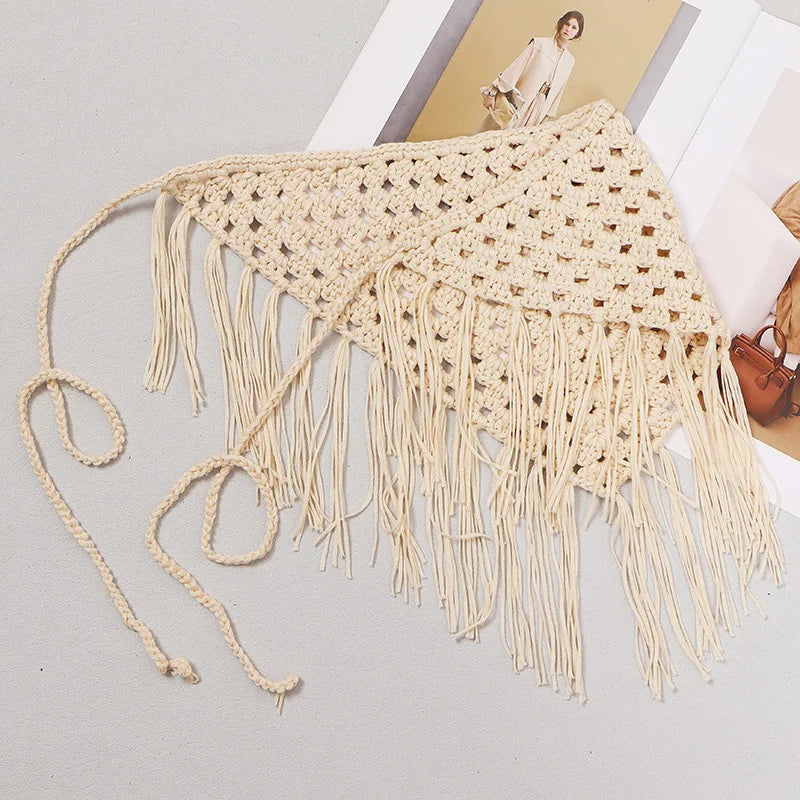 TEEK - Knitted Tassels Irregular Long Belt BELT theteekdotcom   