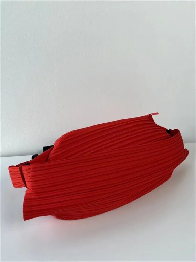 TEEK - Pleated Dumpling Chest Bag BAG theteekdotcom red 52x22cm 