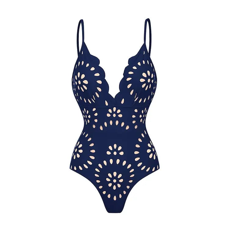 TEEK - Flower Hollow One Piece Swimsuit and Skirt