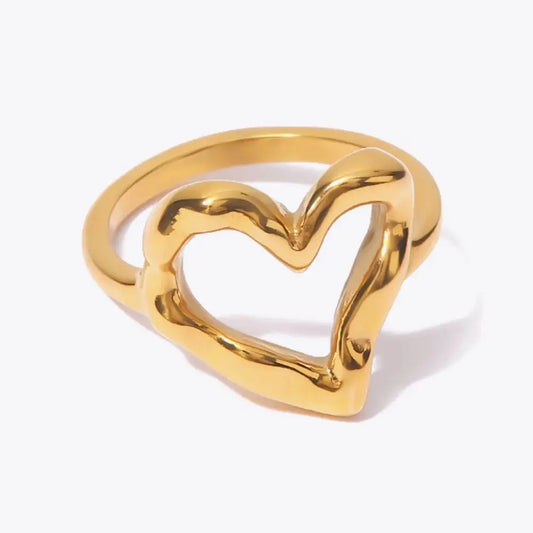 TEEK - Stainless Steel Gold Tone Love Heart Ring JEWELRY theteekdotcom TR18902D 8 