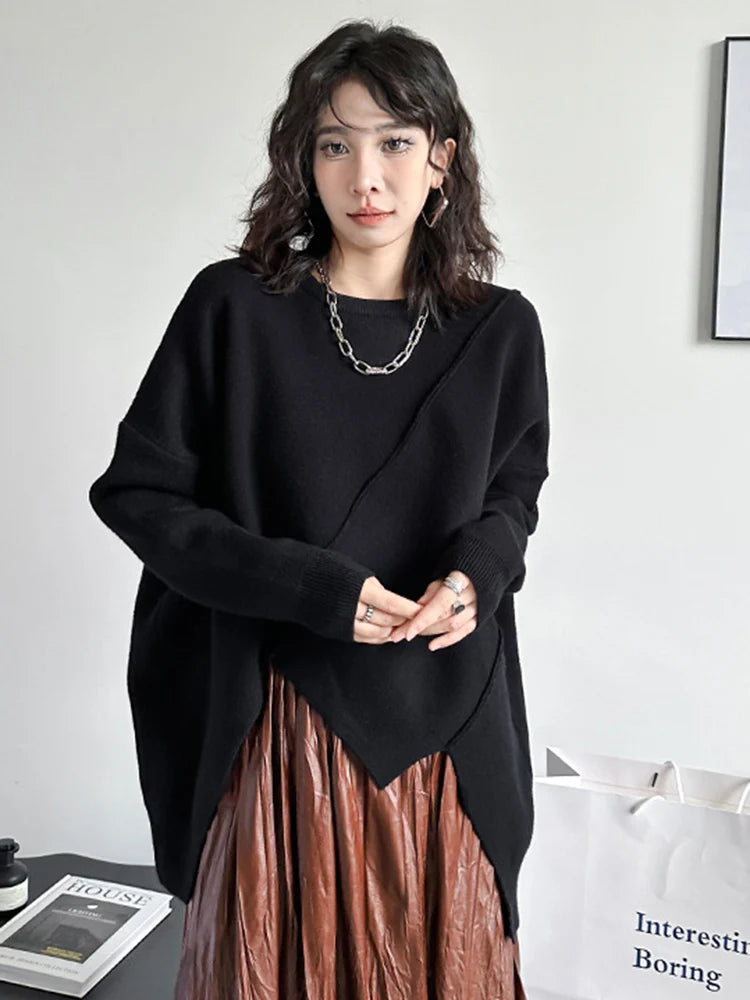 TEEK - Irregular Big Size Knitted Sweater TOPS theteekdotcom   