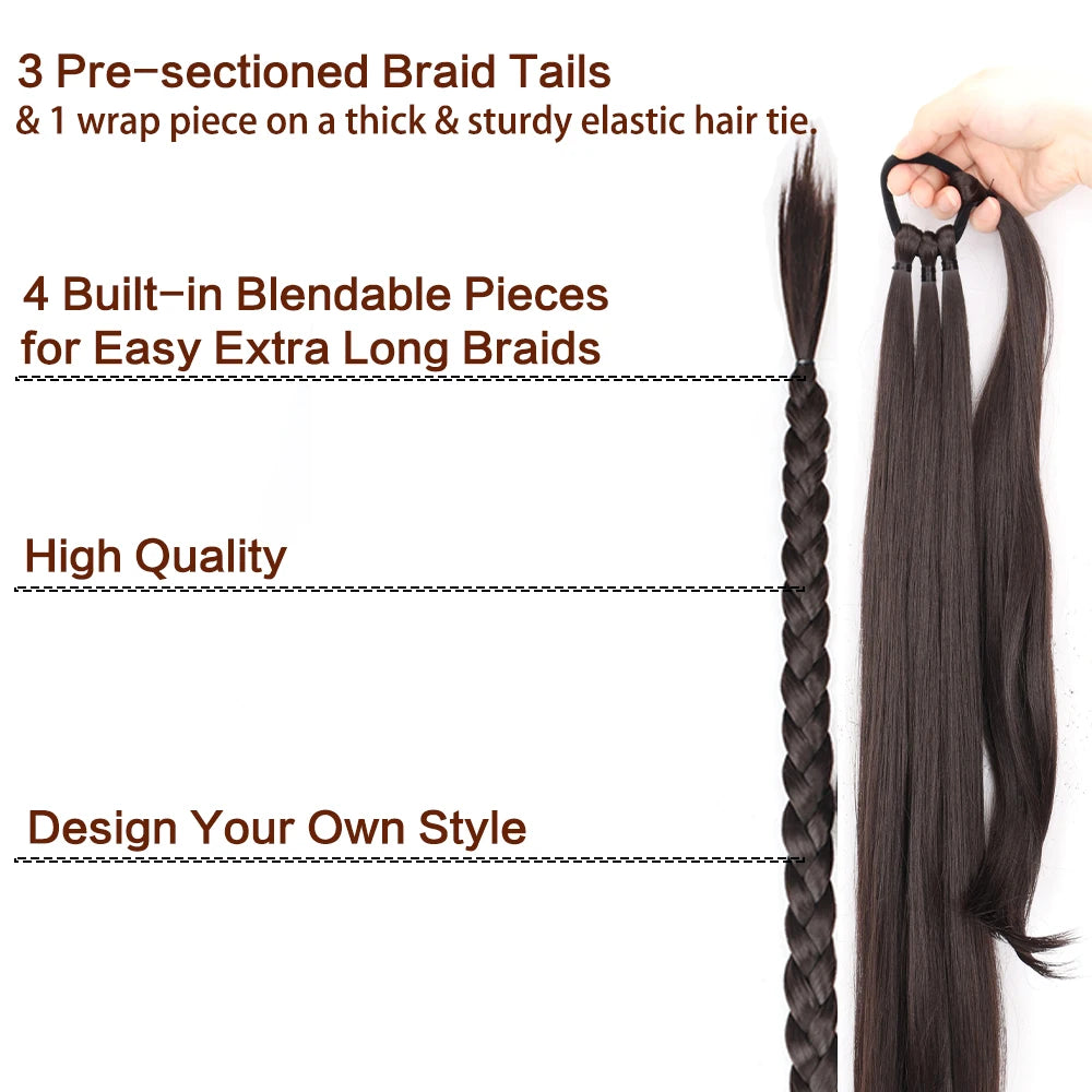 TEEK - 34inches Synthetic Long Braided Ponytail Hair Extensions HAIR theteekdotcom