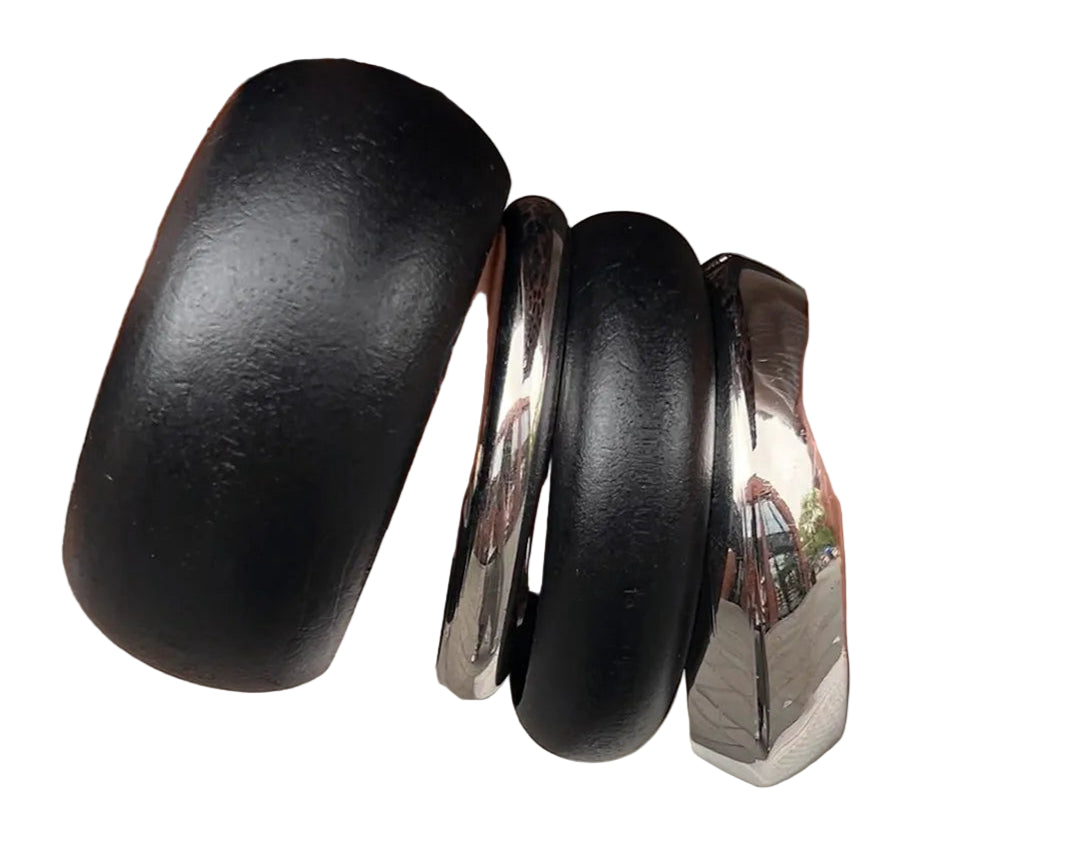 TEEK - Vintage Black Wood Silver Bangles JEWELRY theteekdotcom