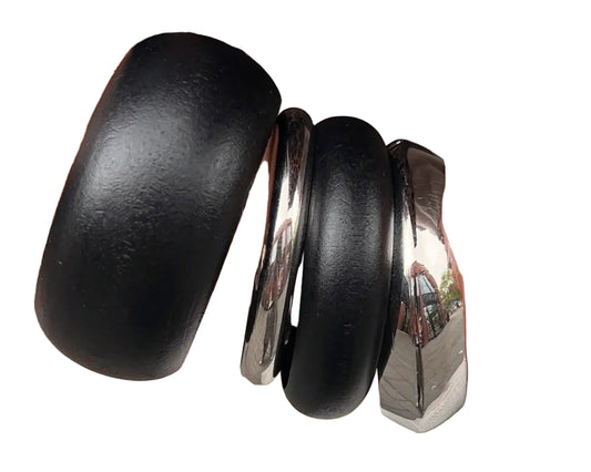 TEEK - Vintage Black Wood Silver Bangles JEWELRY theteekdotcom