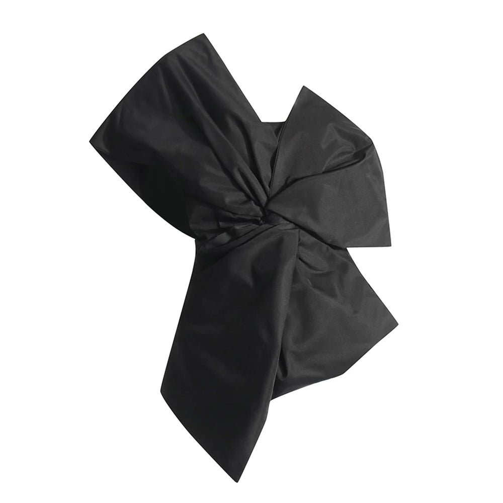 TEEK - Solid Diagonal Collar Sleeveless Bowknot Top TOPS theteekdotcom BLACK S