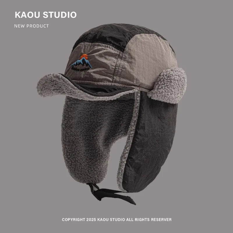 TEEK - Embroidered Plush Lei Feng Cap Earflaps Hats HAT theteekdotcom black 56-58cm