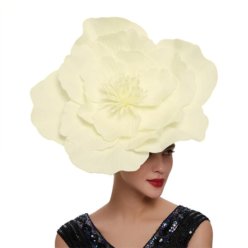 TEEK - Large Flower Hair Cap Accessories HAT theteekdotcom Creme  