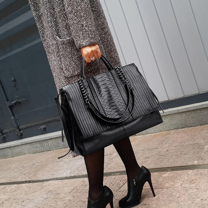 TEEK - Black Lux Croc Pattern Handbag BAG theteekdotcom   