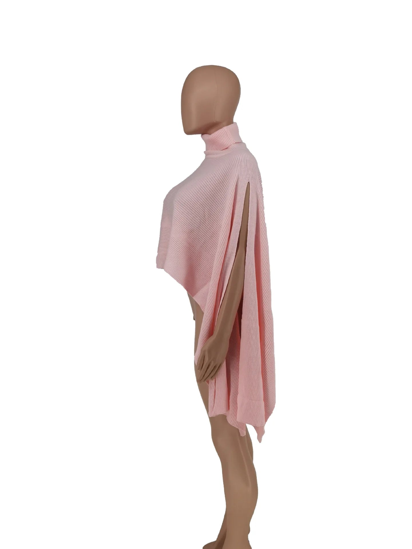 TEEK - Knit Rib Turtleneck Slit Asymmetrcial Oversized Sweater TOPS theteekdotcom   