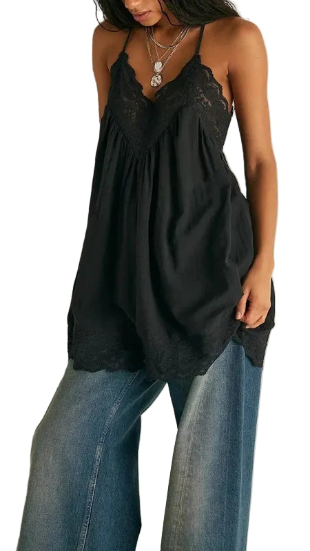 Women Floral Lace Trim Patchwork Cami Nightgwns Deep V Neck Y2k Spaghetti Strap Backless Mini Pajama Dress Sleepwear TEEK