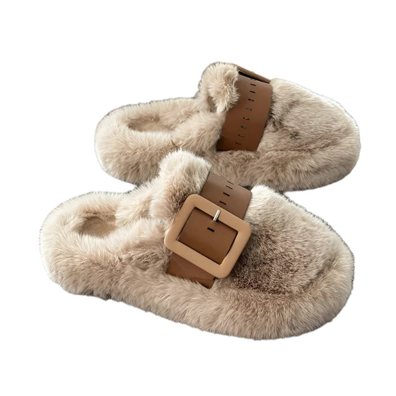 TEEK - Plush Thicked Platform Anti-Slip Slippers SHOES theteekdotcom light khaki B 6 