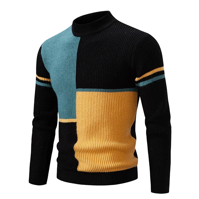 TEEK - Mens Neck Knit Pullover Sweater TOPS theteekdotcom M192 black and green TAG M / US S 