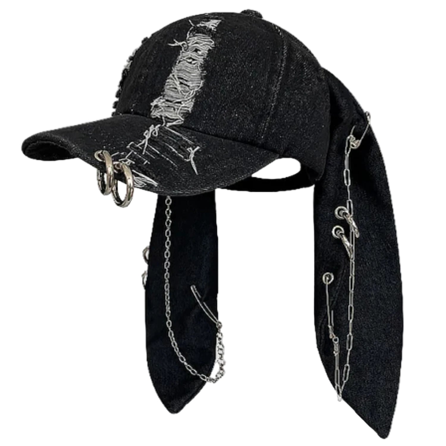 TEEK - Goth Denim Ripped Baseball Cap HAT theteekdotcom