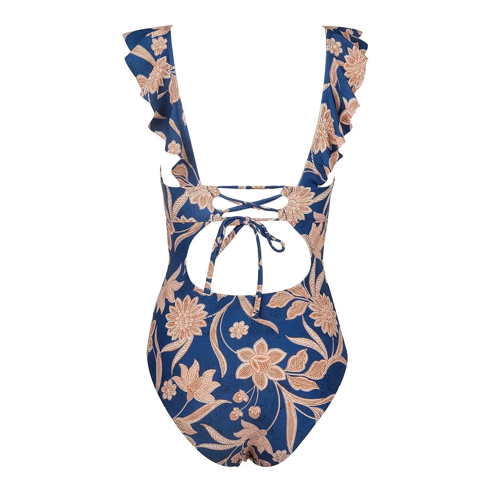 TEEK - Floral Ruffle V-neck Bathing Suit SWIMWEAR theteekdotcom   
