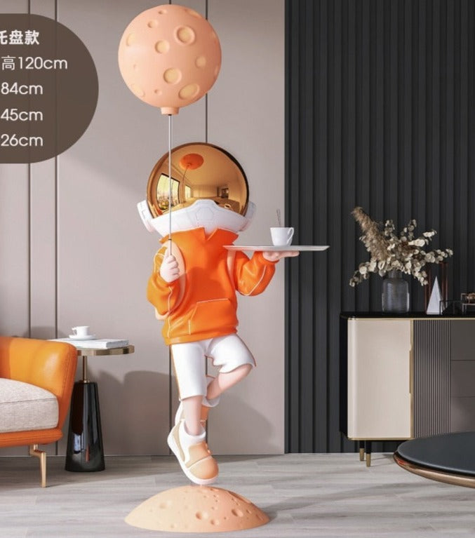 TEEK - Large Astronaut Floor Statue Lamp HOME DECOR theteekdotcom Orange balloons 80-120cm | 2ft 7.5in-3ft 11.25in 